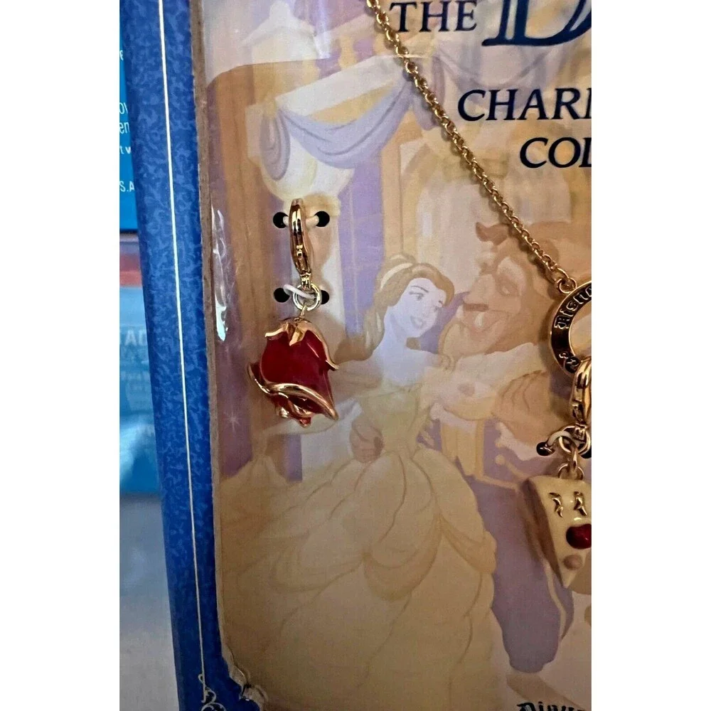 Disney Couture Beauty and Beast Charm Collection Necklace New in Box Limited Ed